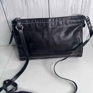 THE SAK Iris Leather Three-Way-Wear Crossbody Clutch Black Bag Small